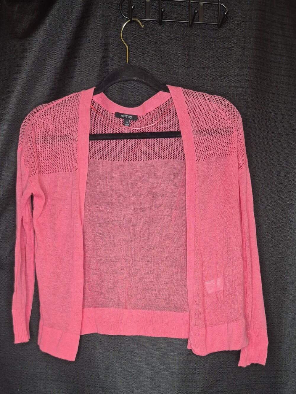 Apt. 9 Women's Bright Pink Open-Front Mesh Yoke Cardigan